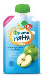 Пюре ФрутоНяня яблочное натур д/пит дет раннего возр 90г/12шт