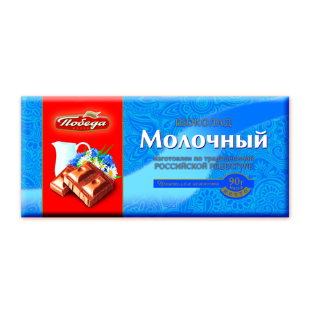 Шоколад молочный 90г/22шт КФ Победа