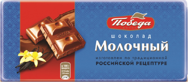 Шоколад молочный 80гр/22шт КФ Победа