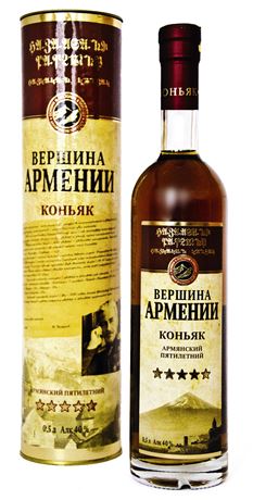 Коньяк армянский ординарный Вершина Армении пятилетний тубус 0,5л 40% 1/6