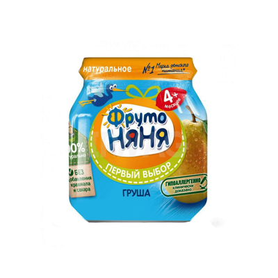 Пюре ФрутоНяня груша натуральное 100мл/12шт
