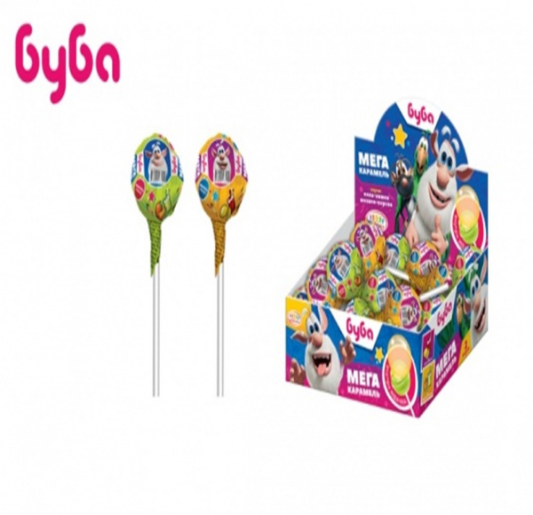 Карамель на палочке XXL с жевательной резинкой (блок) 29г 12бл/24шт Конфитрейд
