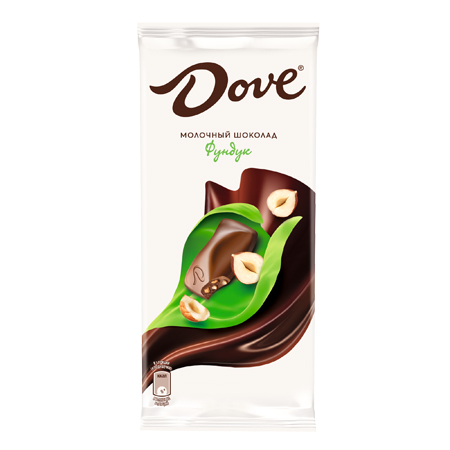 Шоколад DOVE молочный фундук 90гр/16шт 
