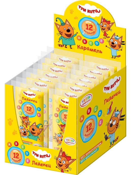 Карамель леденцовая Три кота 10гр. 100 шт/6бл Эврика (KB-1-6)
