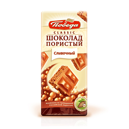 Шоколад Пористый сливочный  65г /16шт КФ Победа 