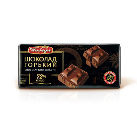 Шоколад Горький 72% какао черн, 100г /20шт КФ Победа